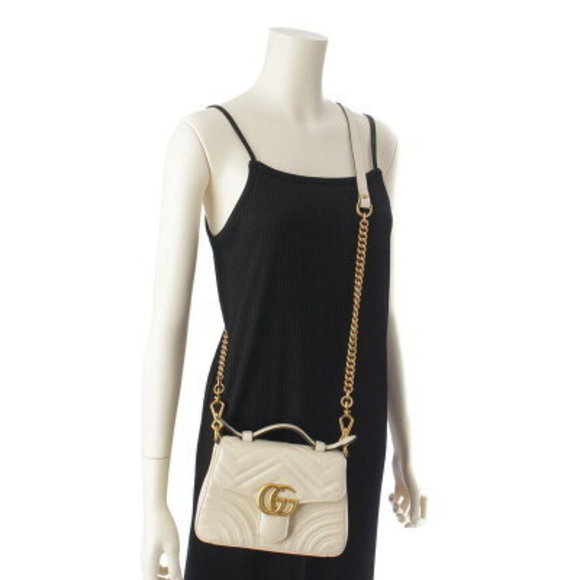 Gucci GG Marmont White Mini Top Handle Bag Ivory White - Picture 10 of 10